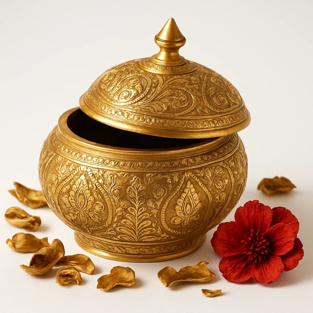 Ornate Kumkum Boxes - Gold