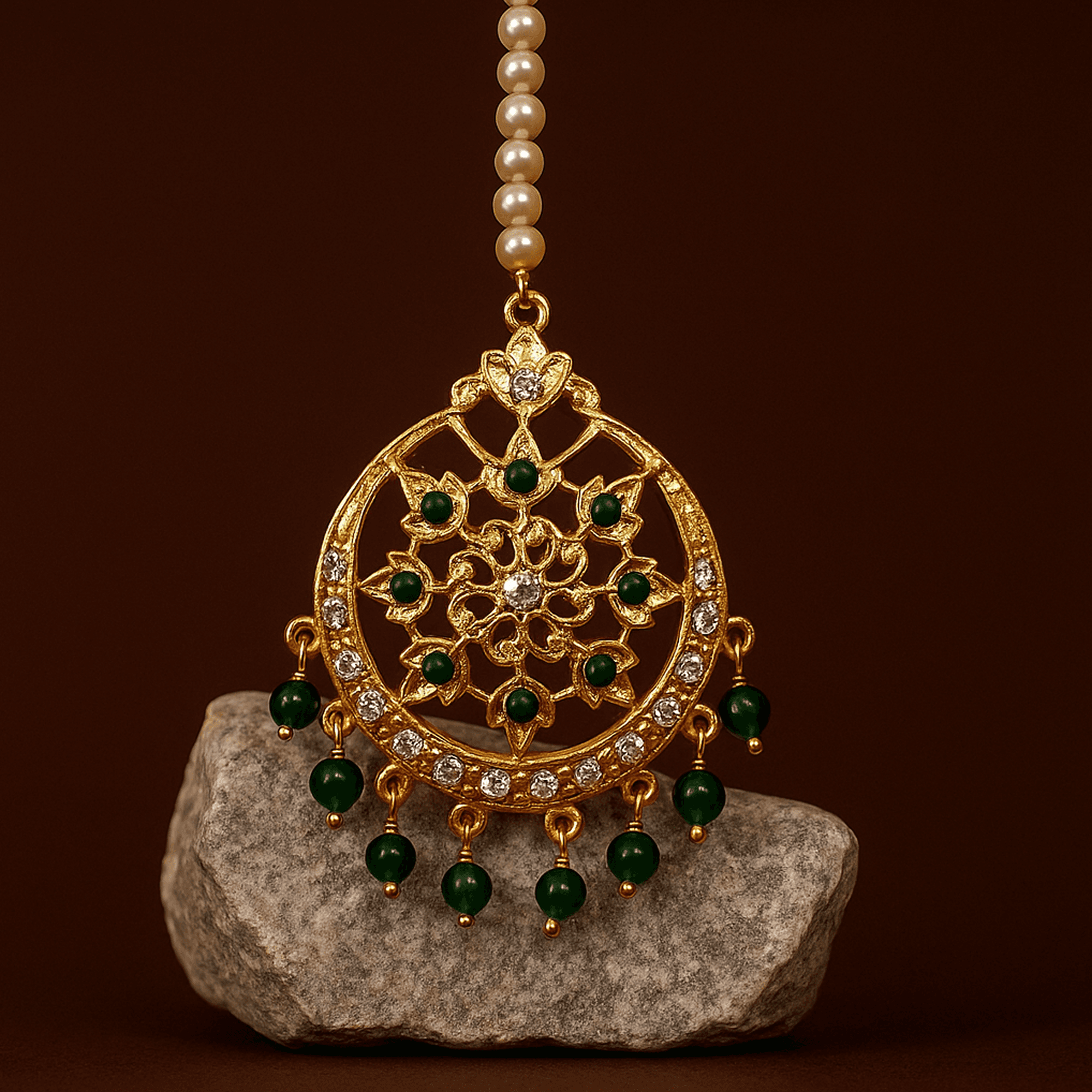 Pendant Style Maang Tikkas - Gold